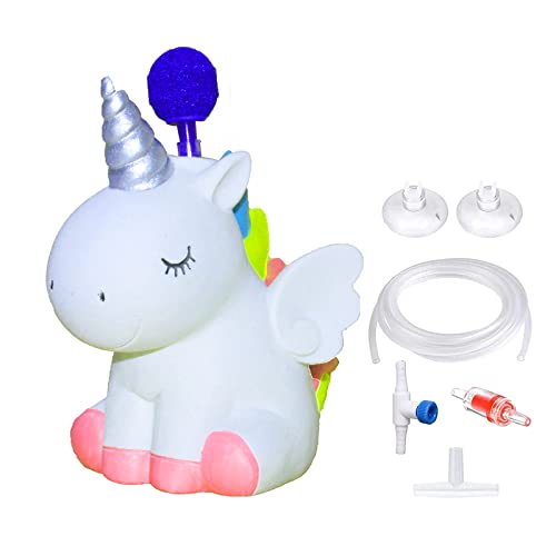 TEEMO Fish Tank Decor Cute Unicorn Air Bubbler for Fish Tank, Oxygen Pump Resin Crafts for Aquarium Fish Tank Decor, with Air Bubbler - Image 1