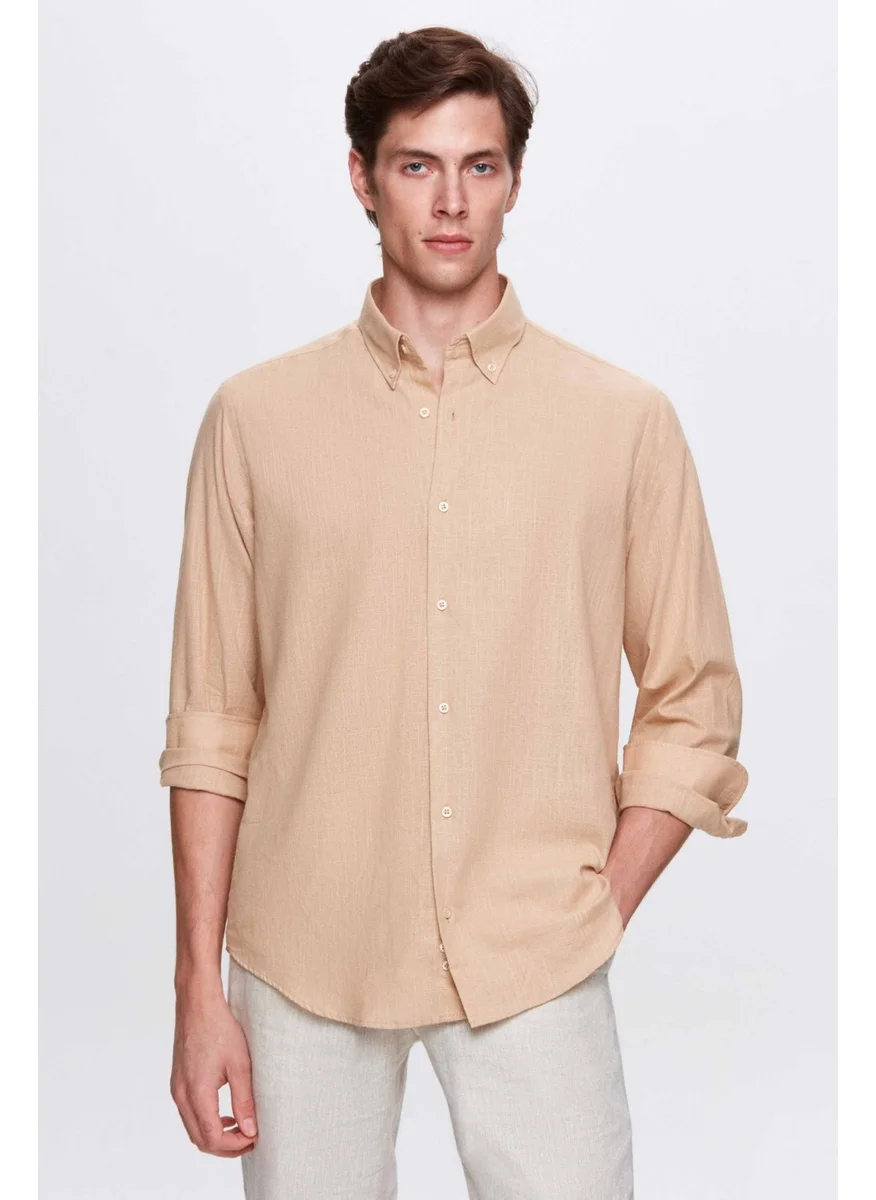 D'S DAMAT Comfort Mink Button-down Collar Relaxed Cut Linen Look 100% Cotton Shirt 2HC02ORT64265