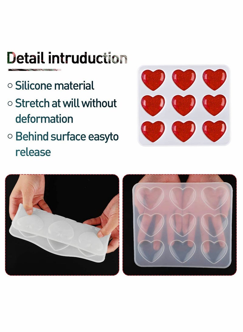 Excefore قوالب مصبوبة على شكل قلب مزخرفة لجهاز مفاتيح كارانش، مصبوبة سيليكون لقلب، قالب إبوكسي، قالب مجوهرات على شكل قلب لصنع الحلي (2 قطعة) - Image 5