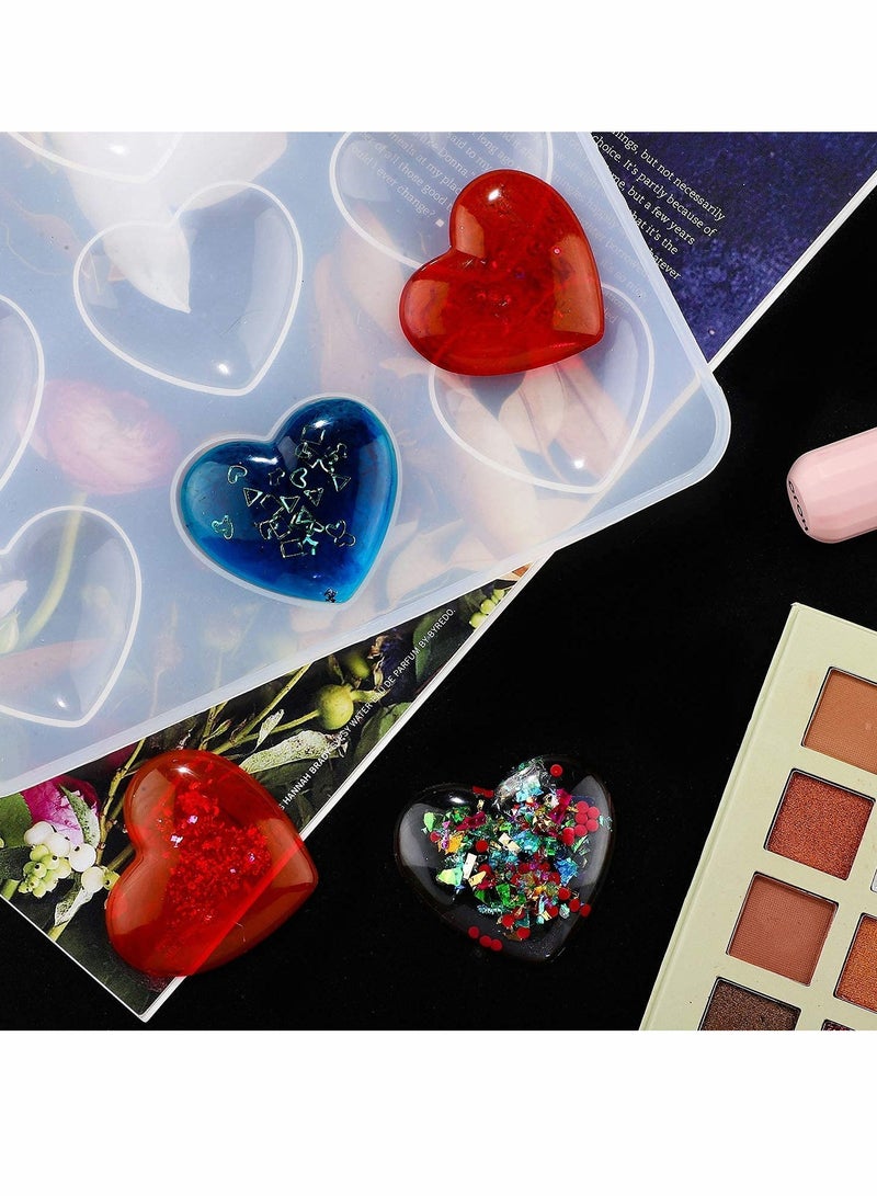 Excefore قوالب مصبوبة على شكل قلب مزخرفة لجهاز مفاتيح كارانش، مصبوبة سيليكون لقلب، قالب إبوكسي، قالب مجوهرات على شكل قلب لصنع الحلي (2 قطعة) - Image 2