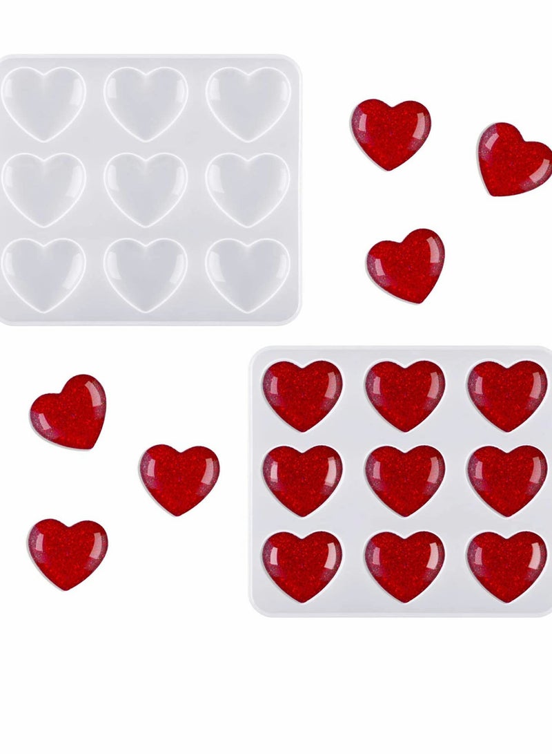 Excefore قوالب مصبوبة على شكل قلب مزخرفة لجهاز مفاتيح كارانش، مصبوبة سيليكون لقلب، قالب إبوكسي، قالب مجوهرات على شكل قلب لصنع الحلي (2 قطعة) - Image 1