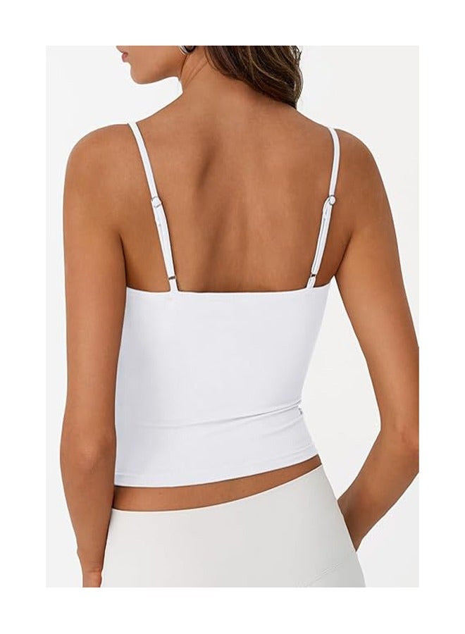 GUDOO قميصان داخليان مبطنان للسيدات - كاميسول صيفي برقبة مربعة وأكتاف رفيعة قابلة للتعديل - قمصان أساسية - مقاس M - Image 4