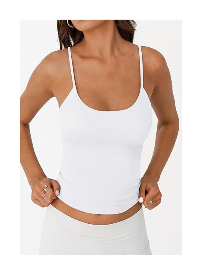 GUDOO قميصان داخليان مبطنان للسيدات - كاميسول صيفي برقبة مربعة وأكتاف رفيعة قابلة للتعديل - قمصان أساسية - مقاس M - Image 2