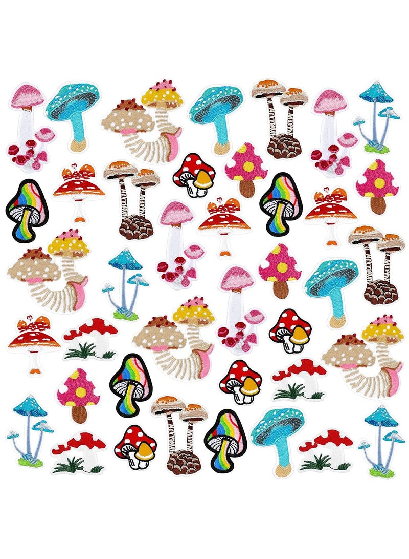 KASTWAVE Mushroom Embroidery Patches, 40 Pcs Clothing Mini Mushroom Stickers Nature Patches Suitable for Clothes Dress Hat Pants Shoes Curtain DIY Embroidery Applique Patch Sewing Craft Decoration  - Image 1