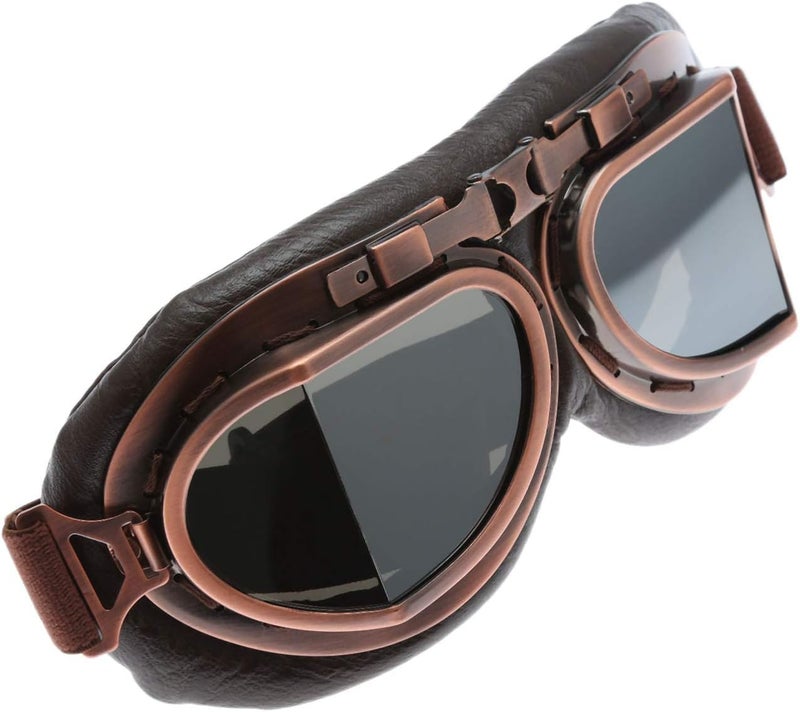 MUXSAM Vintage Motorcycle Goggles, ATV Motocross Goggles, Dirt Bike Racing Riding Off Road Scooter Glasses, Windproof Dustproof Eyewear for Adults Men Women, Copper Frame Silver Lens - Image 3