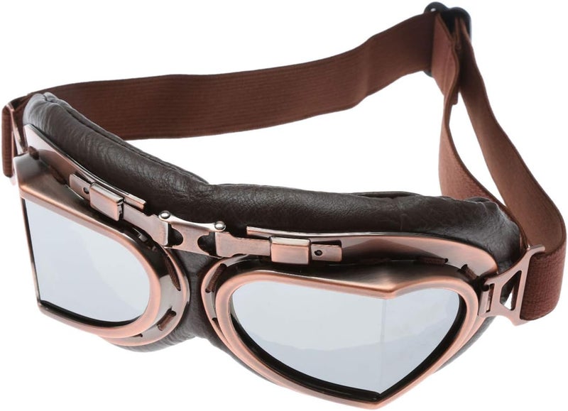 MUXSAM Vintage Motorcycle Goggles, ATV Motocross Goggles, Dirt Bike Racing Riding Off Road Scooter Glasses, Windproof Dustproof Eyewear for Adults Men Women, Copper Frame Silver Lens - Image 4