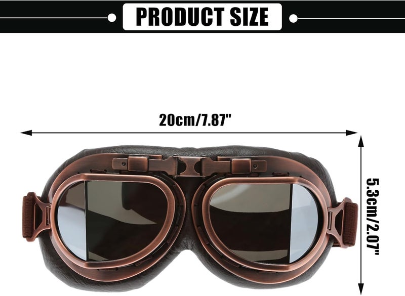 MUXSAM Vintage Motorcycle Goggles, ATV Motocross Goggles, Dirt Bike Racing Riding Off Road Scooter Glasses, Windproof Dustproof Eyewear for Adults Men Women, Copper Frame Silver Lens - Image 2