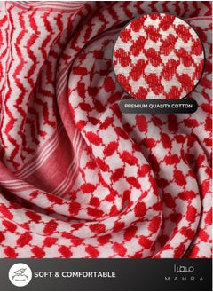 Generic 4-Piece Keffiyeh Set | Red & White, Black & White, Plain White Ghatra & Black Headband | Classic Middle Eastern Headwear for Ceremonies, Outdoor Activities & Daily Style | Keffiyeh (55x55 inches) with Headband (22 inches)  - Image 2