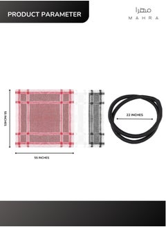 Generic 4-Piece Keffiyeh Set | Red & White, Black & White, Plain White Ghatra & Black Headband | Classic Middle Eastern Headwear for Ceremonies, Outdoor Activities & Daily Style | Keffiyeh (55x55 inches) with Headband (22 inches)  - Image 4