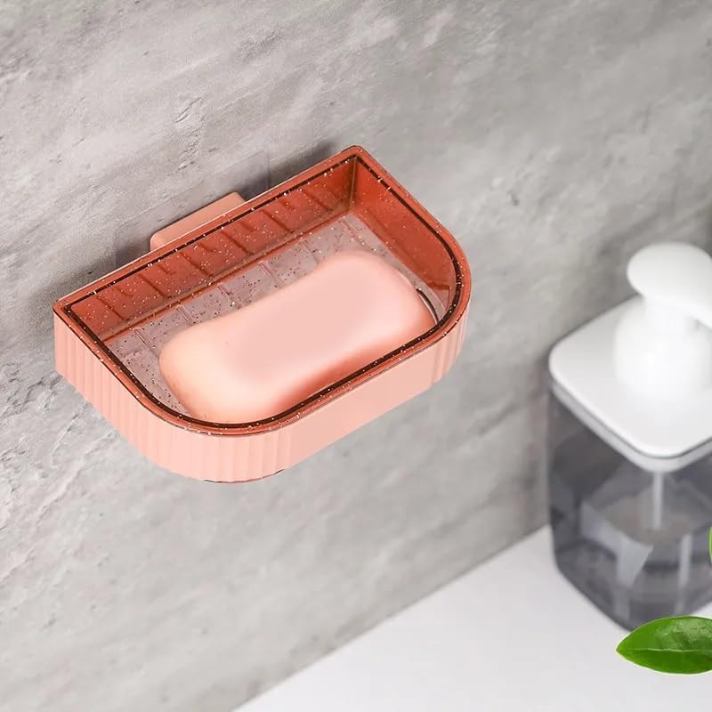 Gra8 Wall Mounted Soap Dish No-Drilling Soap Holder Stand Plastic Soap Sponge Holder for Shower, Bathroom and Kitchen (1Pcs)