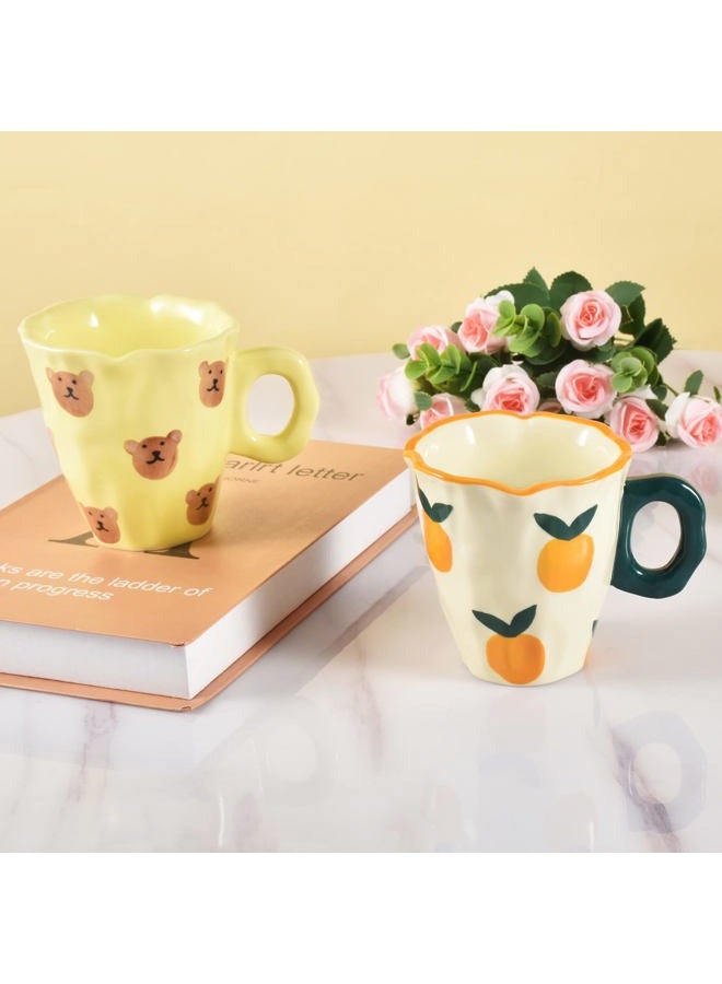 Koythin Ceramic Coffee Mug, Hand-painted Irregular Novelty Coffee Cup for Office and Home, Dishwasher and Microwave Safe, 10 oz/300 ml for Latte Tea Milk (Fresh Orange) - Image 3