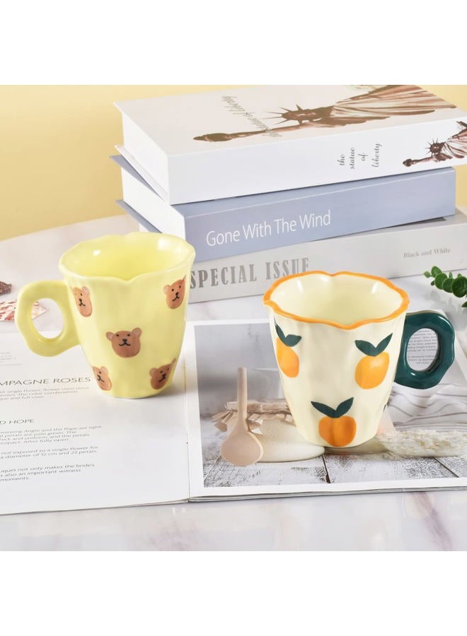 Koythin Ceramic Coffee Mug, Hand-painted Irregular Novelty Coffee Cup for Office and Home, Dishwasher and Microwave Safe, 10 oz/300 ml for Latte Tea Milk (Fresh Orange) - Image 5