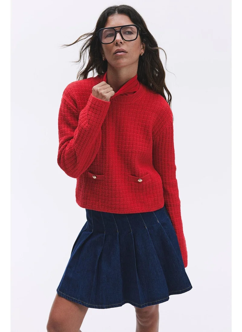 اتش اند ام سترة صوف محبوكة