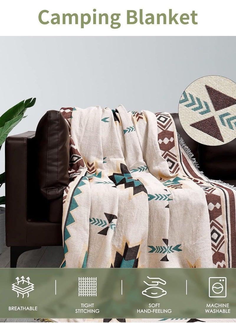 MIXDE Weave Sofa Cover Double Side Slipcover Fashion Geometric Pattern Couch Covers for 3 Seater Sofa Blanket for Bed Washable Soft Throw Blanket for Bed Non-Slip Large Size 180 * 300CM  - Image 4