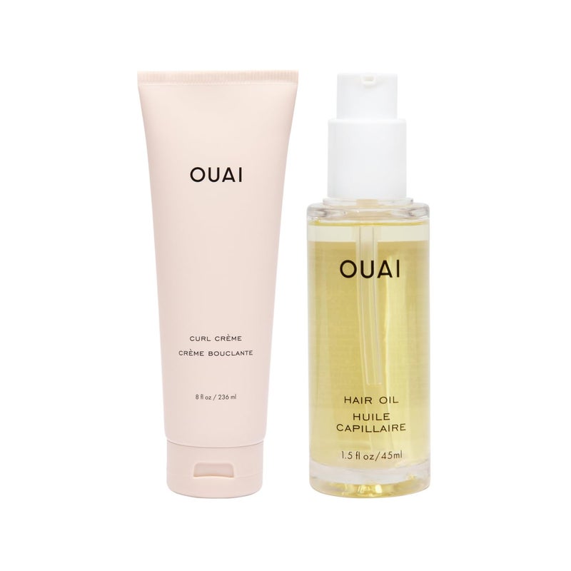 OUAI Curl Cream + Hair Oil Bundle - Hair Styling Products for Frizz Control - Includes Curl Cream (8 Oz) + Hair Oil (1.5 Oz) - 2-Piece Hair Care Set - Image 1