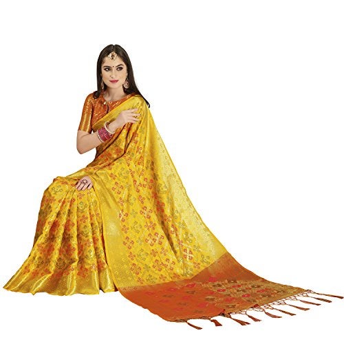 EthnicJunction Women's Silk Kanjeevaram Woven Saree With Blouse Piece | Wedding Saree - Image 5