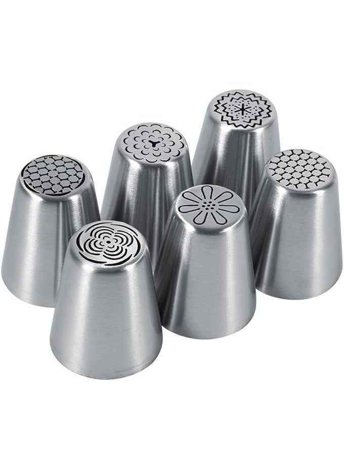 بروماس طقم فوهات تزيين الكيك من الستانلس ستيل – 6 قطع لتزيين الكريمة والحلويات
