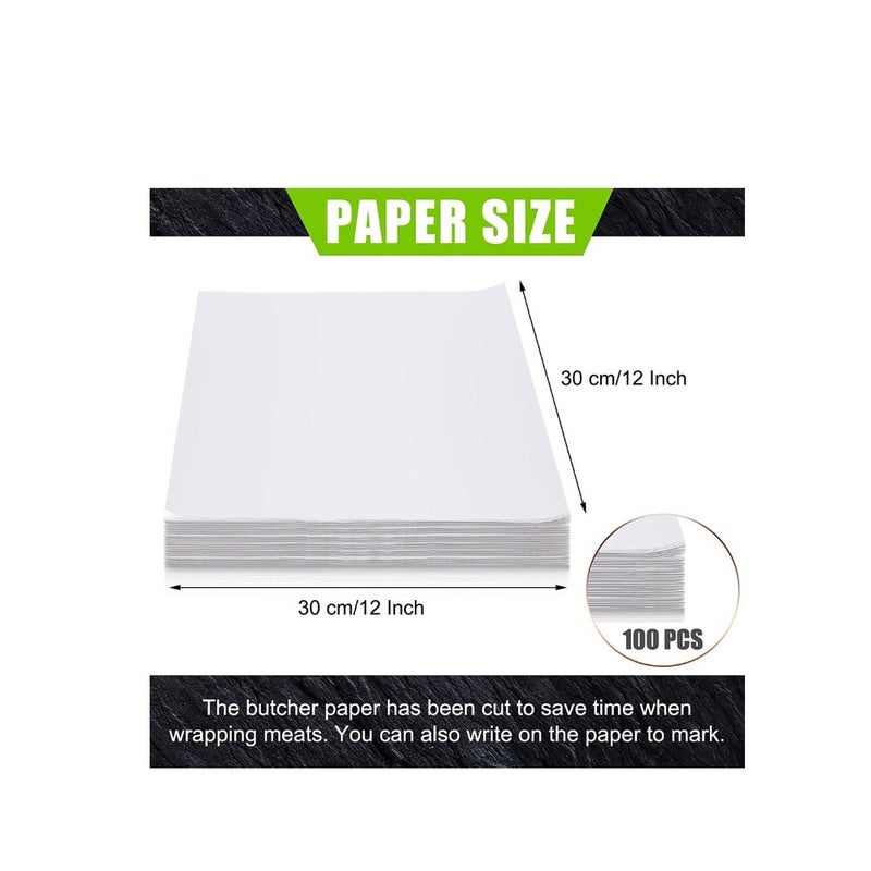 White Butcher Paper 100 Pieces 12 x 12 Inches Disposable Butcher Paper Sheets Square Meat Sheet Precut Butcher Paper No Wax Butcher Paper for Wrapping Meat Heat PressArt Project - Image 3