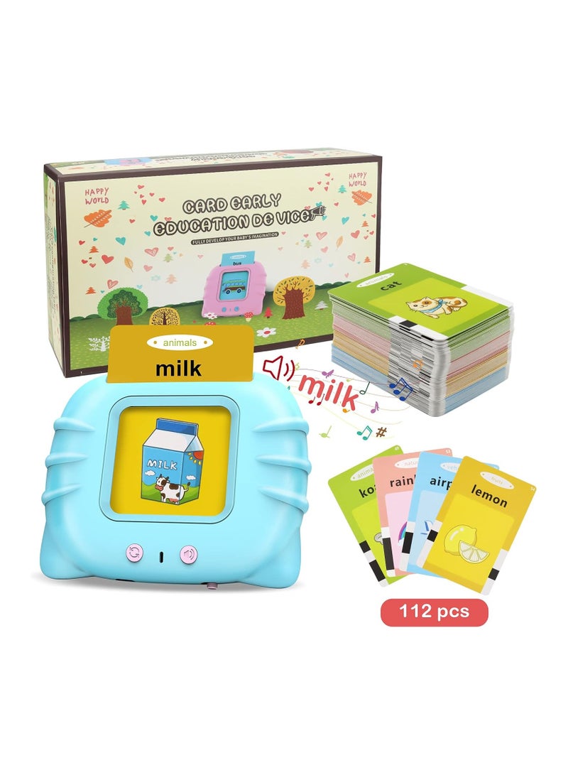 ايه دبليو اتش  لعبة تعليمية AWH Topcolor للأطفال، استمع وتعلم بطاقات فلاش مسموعة لمحو الأمية للأطفال الصغار من عمر 1 إلى 6 سنوات، جهاز بطاقات تعليمية للأولاد والبنات مع 112 قطعة... - Image 1