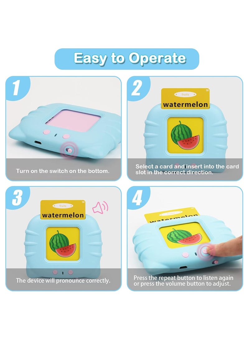 ايه دبليو اتش  لعبة تعليمية AWH Topcolor للأطفال، استمع وتعلم بطاقات فلاش مسموعة لمحو الأمية للأطفال الصغار من عمر 1 إلى 6 سنوات، جهاز بطاقات تعليمية للأولاد والبنات مع 112 قطعة... - Image 2