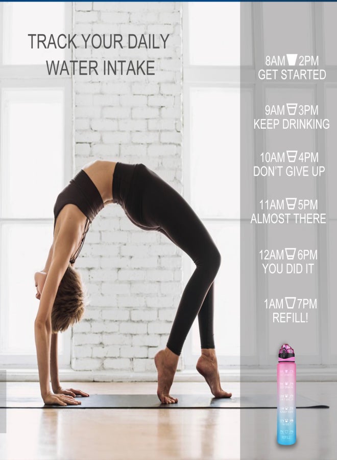 32oz/1L Motivational Water Bottle with Time-Marker BPA& Leakproof Tritian Portable Modern Drinking Bottle for Men Women Office School Gym Workout Fitness Camping Cycling Running - Image 5