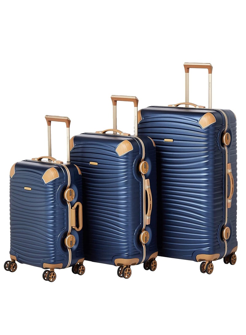 eminent Hard Case Travel Bags Makrolon Polycarbonate Gold Jetstream Aluminum Frame Luggage Zipper Less Suitcase Extra Corner Protection Double Tsa Lock E9R1 Set of 3 Blue Moon  - Image 1