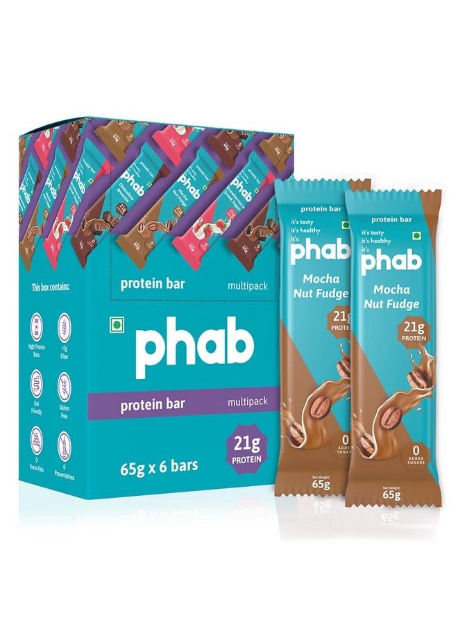 Phab 21G Mocha Nut Fudge Protein Bar | 8G High Fiber | Pea & Whey Protein Isolate, No Preservatives, Diabetic Friendly 100% Veg Protein Bar| Gluten-Free Protein Bars For Fitness, Energy & Immunity - Image 1