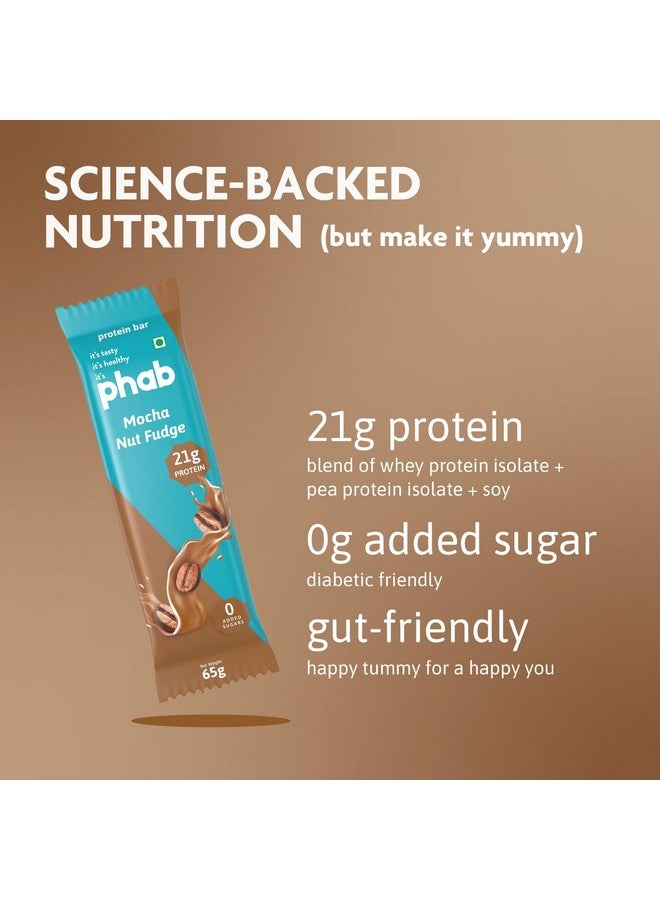 Phab 21G Mocha Nut Fudge Protein Bar | 8G High Fiber | Pea & Whey Protein Isolate, No Preservatives, Diabetic Friendly 100% Veg Protein Bar| Gluten-Free Protein Bars For Fitness, Energy & Immunity - Image 5