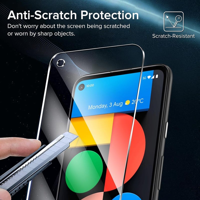 ivoler 3-Pack Screen Protector Tempered Glass for Google Pixel 4a 5G (6.2 inch)[Fingerprint Unlock Compatible] [Not for 4G] with Easy Installation Frame 9H Hardness Bubble Free for Pixel 4a 5G - Image 5