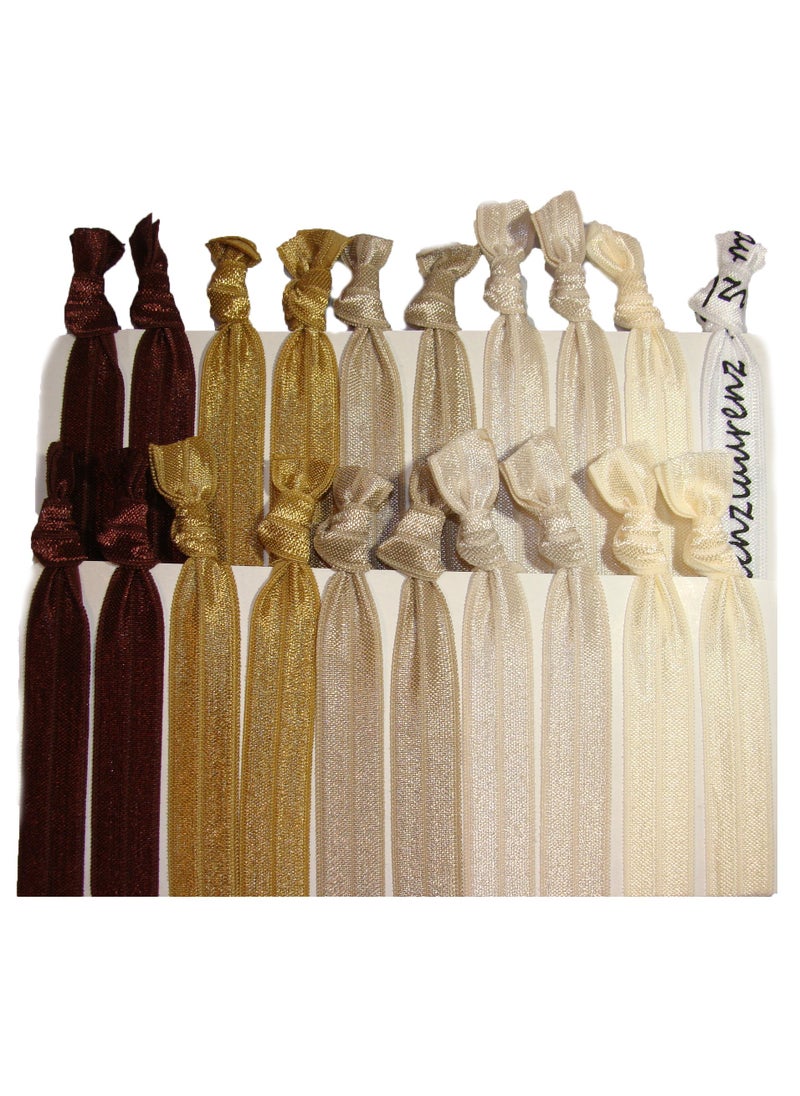 Kenz Laurenz Kenz Laurenz Hair Ties Ponytail Holders - 20 Pack - Brown Ombre No Crease Ouchless Elastic Styling Accessories Pony Tail Holder Ribbon Bands 