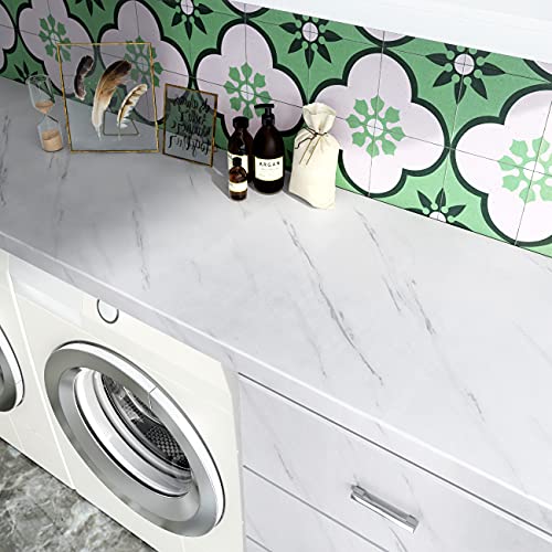 Decotalk White Marble Countertop Contact Paper Peel and Stick Marble Wallpaper for Countertops Waterproof 17.7x120 Matte Marble Contact Paper Granite Contact Paper for Kitchen Counter Removable Vinyl - Image 5