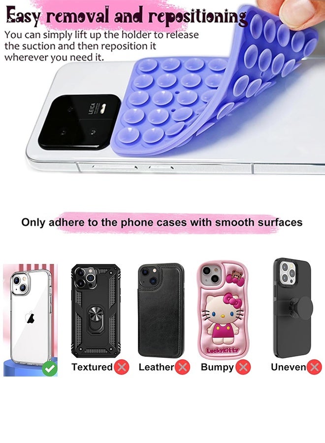 SUNDAREE عبوة من قطعتين من جراب الهاتف المصنوع من السيليكون مزدوج الجوانب، مزود بقاعدة شفط قوية بدون استخدام اليدين، وحامل هاتف من السيليكون لالتقاط صور السيلفي ومقاطع الفيديو، وملحقات هاتف غير قابلة للانزلاق (وردي فاتح وأبيض) - Image 3