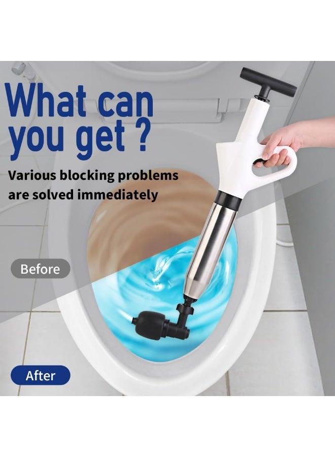 YelaJoy 6 PCS Toilet Plunger, Plungers for Bathroom Clogged with High Precision Pressure Gauge, Auger Clog Remover Tool, Plumbing Snake for Unclog Declogger Unclogging Snakes, Best Power Heavy Duty Unclogger (White) - Image 2