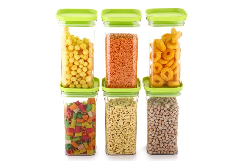 YouBee® Unbreakable Air Tight Kitchen Storage Container for Rice | Dal | Atta, BPA-Free, Flour | Cereals | Snacks | Stackable | Modular, 1100 Ml Set 6 (Green) - Image 2
