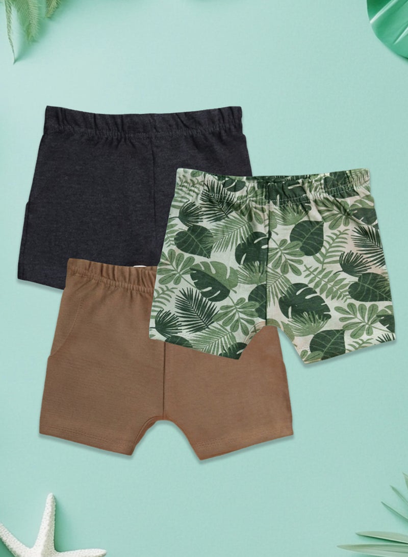 LUAY 100% Organic Cotton Ultra soft fabric Baby Toddler Boys & Girls Shorts Cotton Linen Summer Loose Shorts Combo Pack Elastic Waist Solid Jogger Short Pants  - Image 1