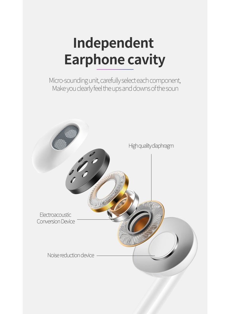 Mcdodo Type-C Wired Earphones Element Series with Mic – USB-C Stereo Headphones for Android Phone, Tablet, Laptop – White (HP-6071) - Image 5