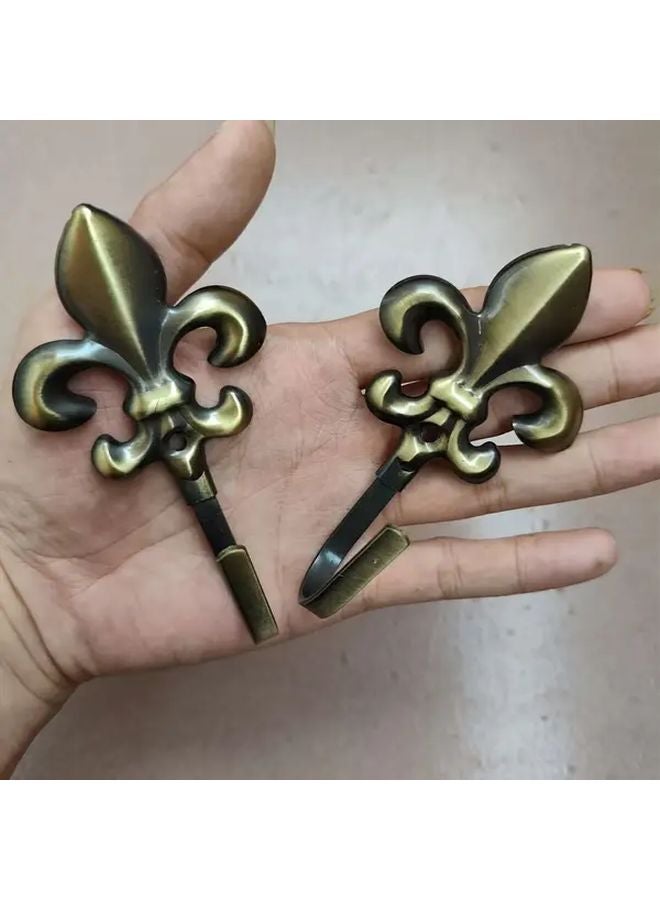2 Pcs Vintage Metal Wall Hooks Elegant Floral Design for Towels Robes Cookware Storage - Image 5