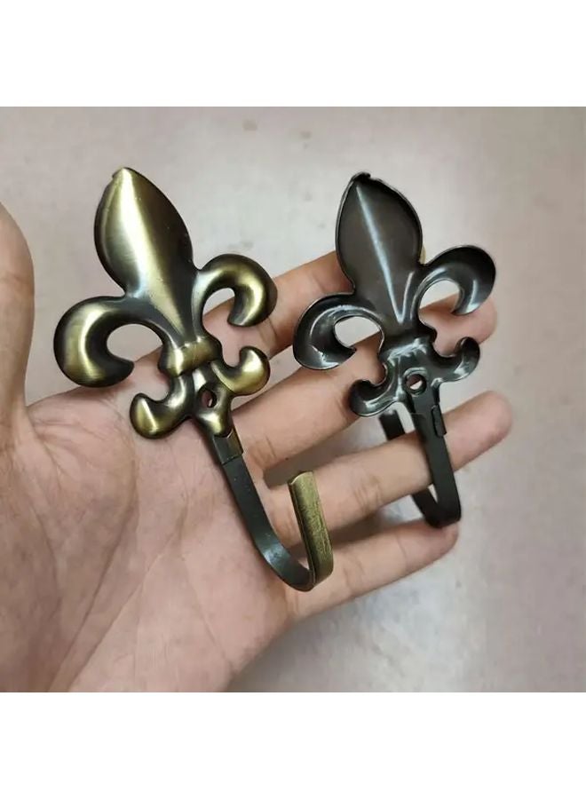 2 Pcs Vintage Metal Wall Hooks Elegant Floral Design for Towels Robes Cookware Storage - Image 3