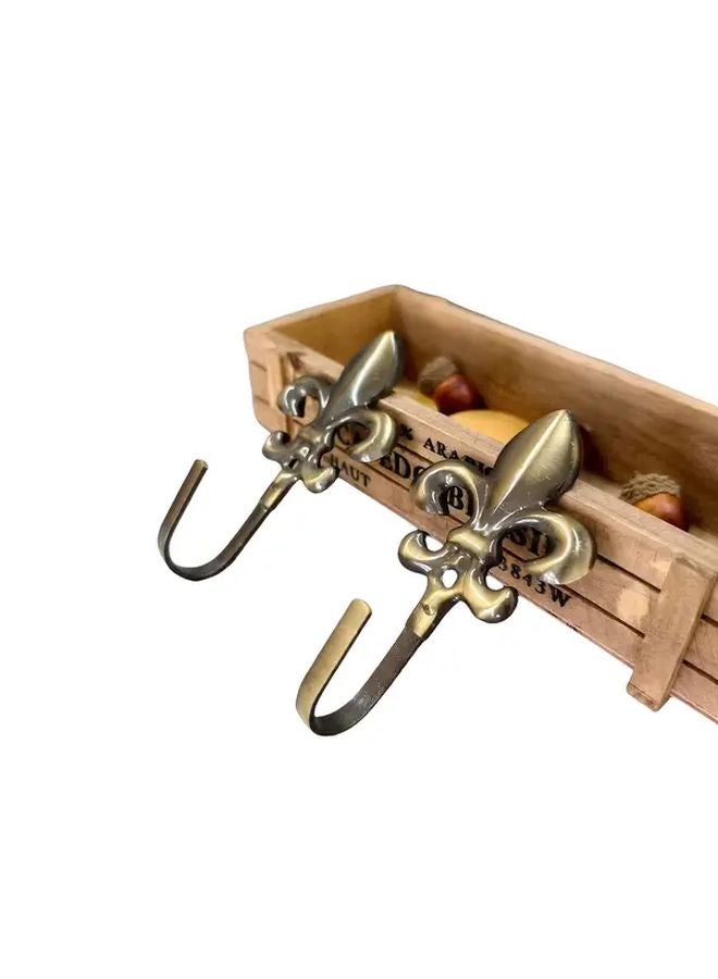 2 Pcs Vintage Metal Wall Hooks Elegant Floral Design for Towels Robes Cookware Storage - Image 2