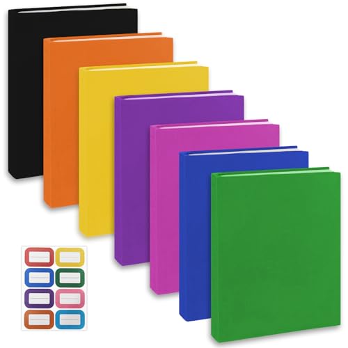 KICNIC Colored Book Covers 7 Pack, 6x9 Inch Stretchable Book Sox Suitable for Most Hardcover Books, Up to 8.5 Inch x 9.5 Inch, Washable, Reusable Textbook Covers with Label Sticker - Image 1