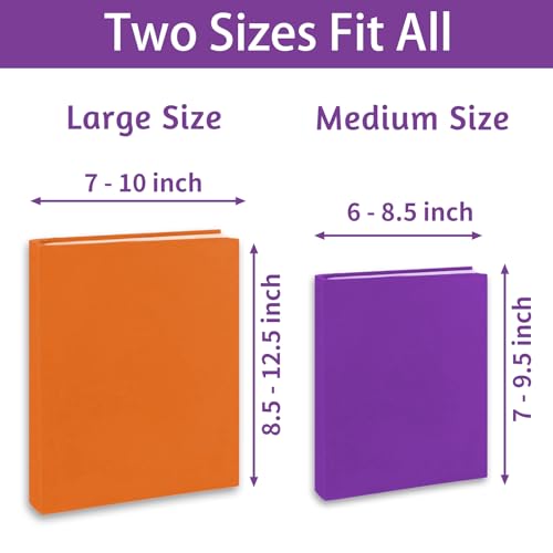 KICNIC Colored Book Covers 7 Pack, 6x9 Inch Stretchable Book Sox Suitable for Most Hardcover Books, Up to 8.5 Inch x 9.5 Inch, Washable, Reusable Textbook Covers with Label Sticker - Image 2