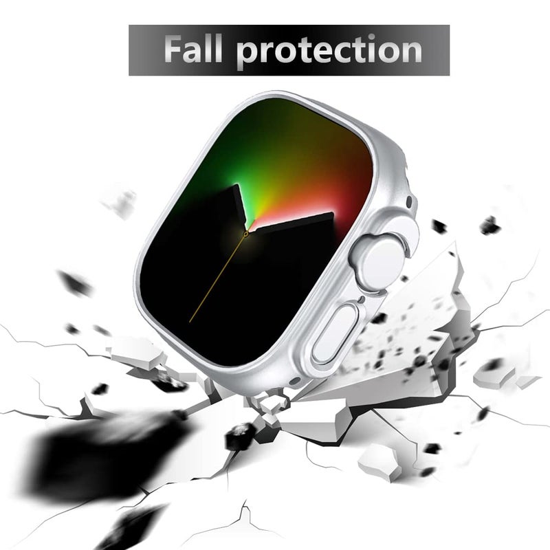 Yrzper Compatible with Apple Watch Ultra 49mm Hard PC Case Cover Resistant Impact Shockproof Protective All-Around Edge Protective PC Hard Bumper Cover Face for Apple Watch Ultra 49mm (Silver) - Image 3