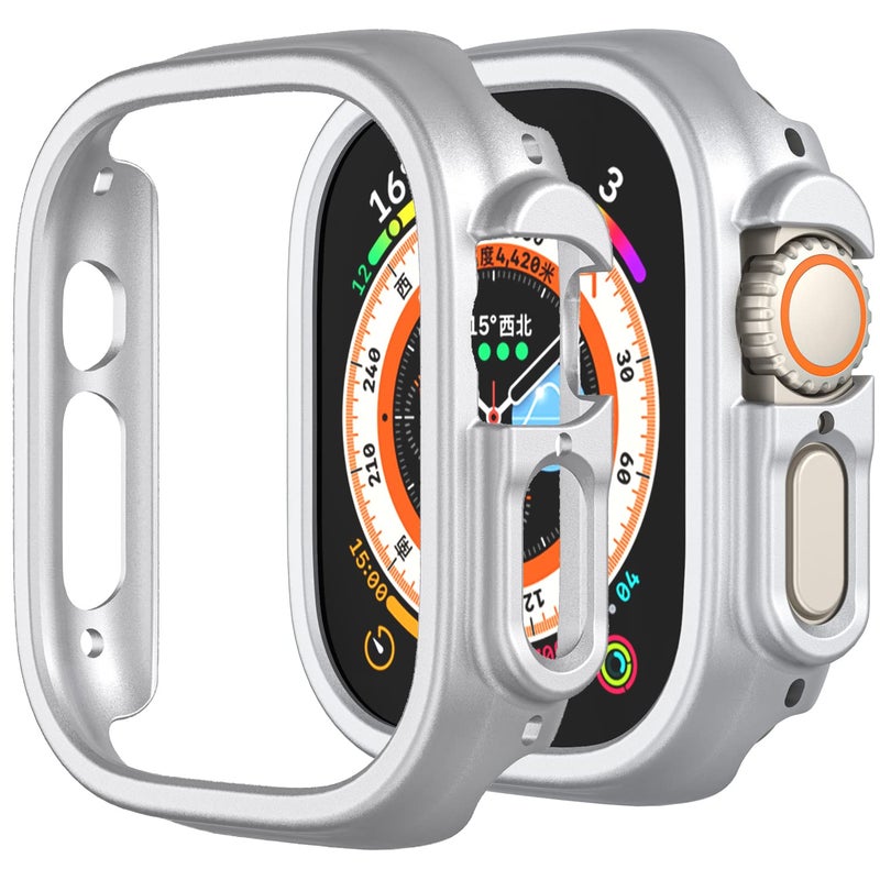 Yrzper Compatible with Apple Watch Ultra 49mm Hard PC Case Cover Resistant Impact Shockproof Protective All-Around Edge Protective PC Hard Bumper Cover Face for Apple Watch Ultra 49mm (Silver) - Image 1