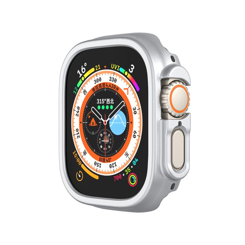 Yrzper Compatible with Apple Watch Ultra 49mm Hard PC Case Cover Resistant Impact Shockproof Protective All-Around Edge Protective PC Hard Bumper Cover Face for Apple Watch Ultra 49mm (Silver) - Image 4
