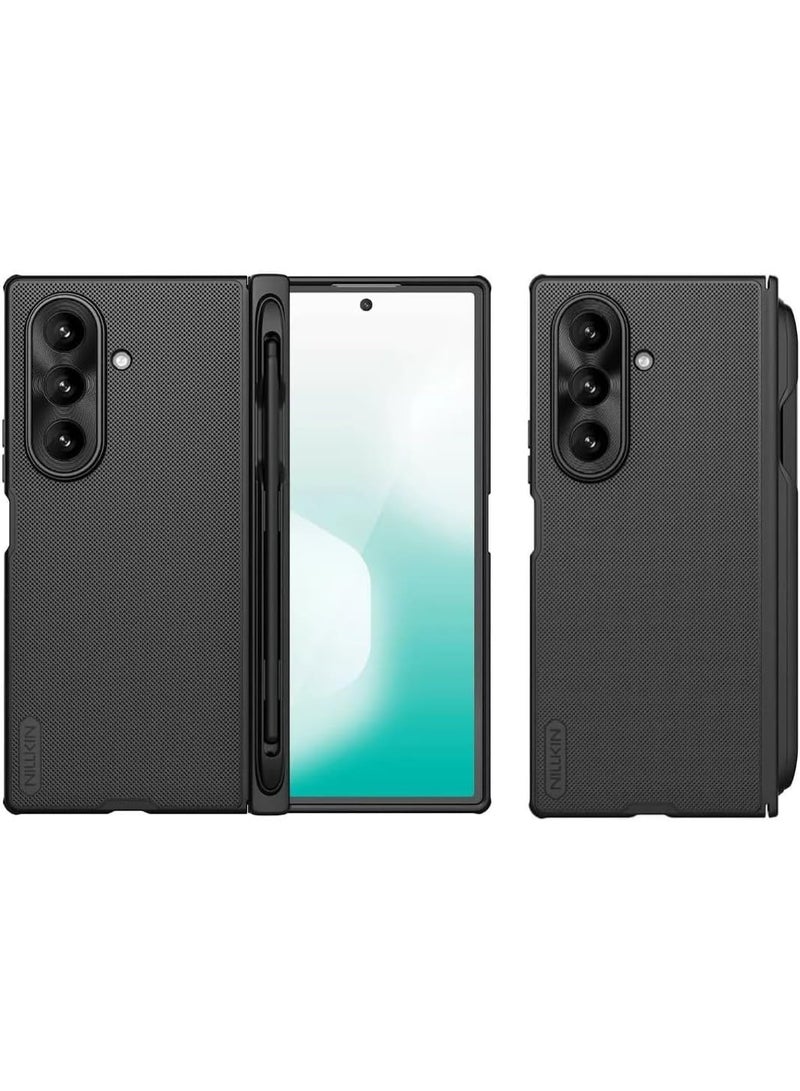 Muzz Case Compatible with Samsung Galaxy Z Fold 7 5G,Slim Fit Frosted Pen Holder Version (With Stylus pen) Matte Hard PC Back Soft TPU Bumper Shockproof Protective Cover Samsung Galaxy Z Fold7 (Black) - Image 1