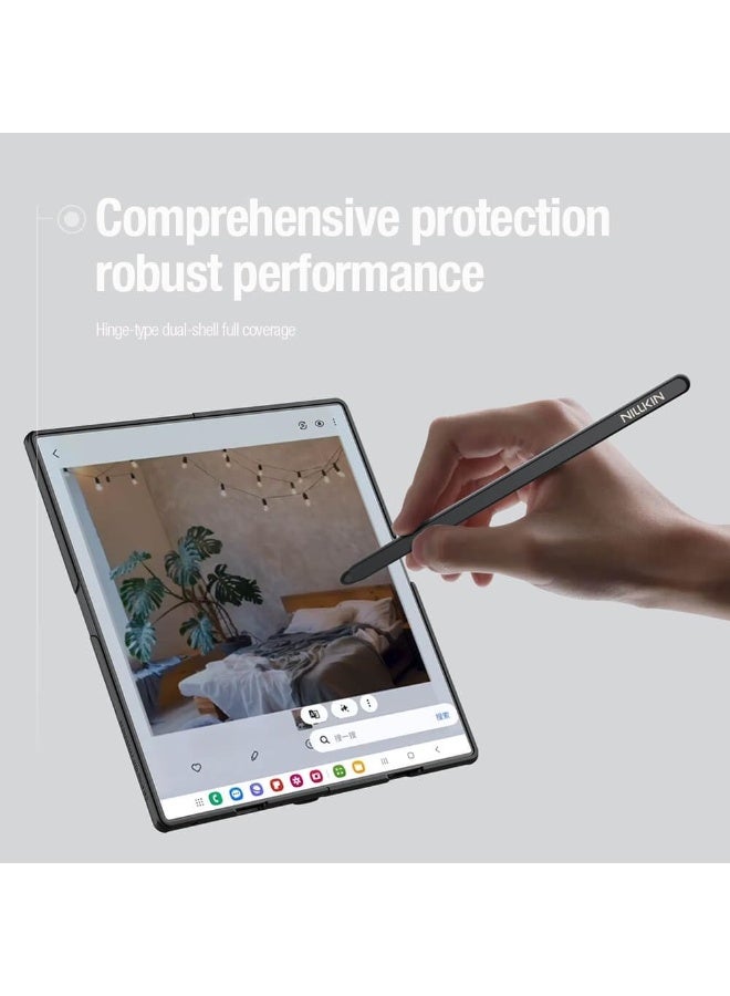 Muzz Case Compatible with Samsung Galaxy Z Fold 7 5G,Slim Fit Frosted Pen Holder Version (With Stylus pen) Matte Hard PC Back Soft TPU Bumper Shockproof Protective Cover Samsung Galaxy Z Fold7 (Black) - Image 2