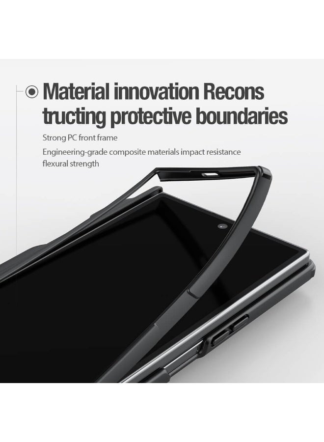 Muzz Case Compatible with Samsung Galaxy Z Fold 7 5G,Slim Fit Frosted Pen Holder Version (With Stylus pen) Matte Hard PC Back Soft TPU Bumper Shockproof Protective Cover Samsung Galaxy Z Fold7 (Black) - Image 3