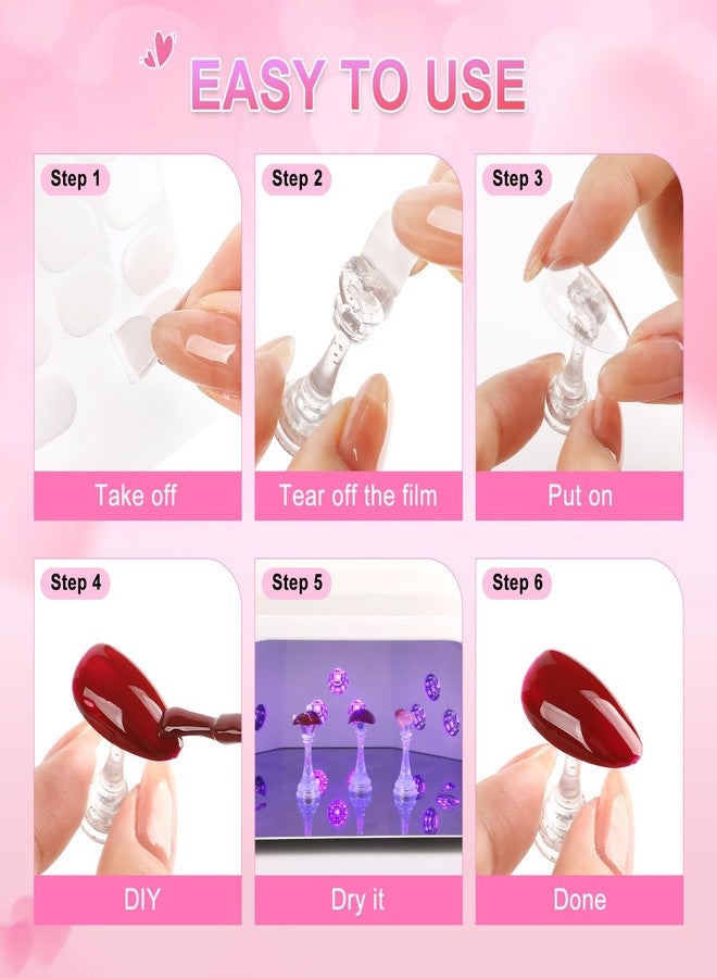 ANGNYA Nail Stand for Press Ons, Heart Shape Super Magnetic Base Nail Holder for Painting Nails with 200 Pcs Reusable Double-Sided Tape for Nails Practice Nail Tools Home DIY Salon Supplies - Image 3