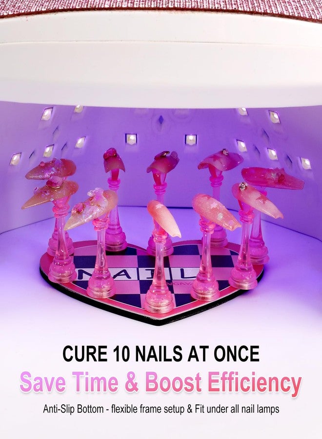 ANGNYA Nail Stand for Press Ons, Heart Shape Super Magnetic Base Nail Holder for Painting Nails with 200 Pcs Reusable Double-Sided Tape for Nails Practice Nail Tools Home DIY Salon Supplies - Image 4