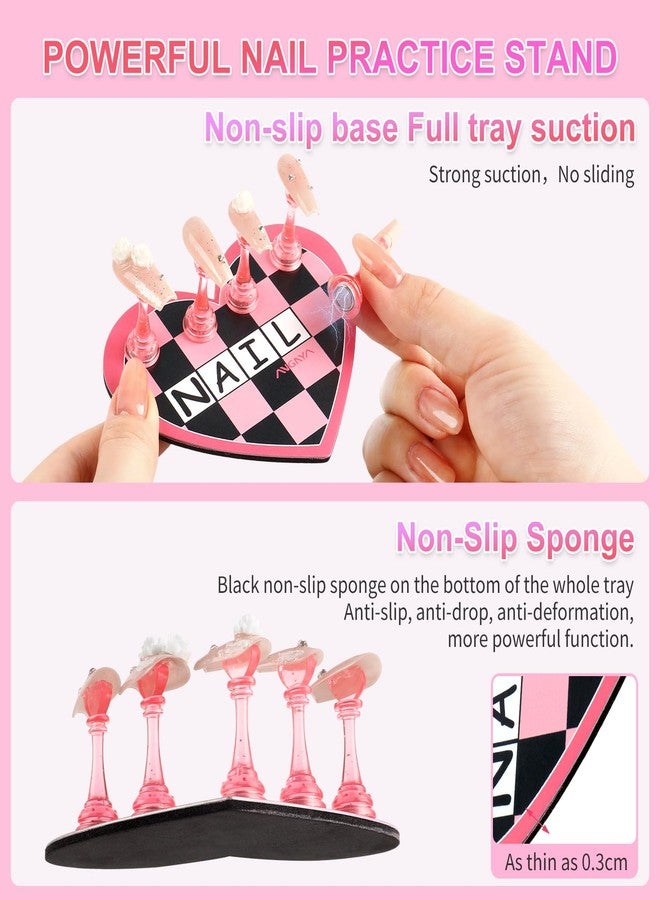 ANGNYA Nail Stand for Press Ons, Heart Shape Super Magnetic Base Nail Holder for Painting Nails with 200 Pcs Reusable Double-Sided Tape for Nails Practice Nail Tools Home DIY Salon Supplies - Image 5